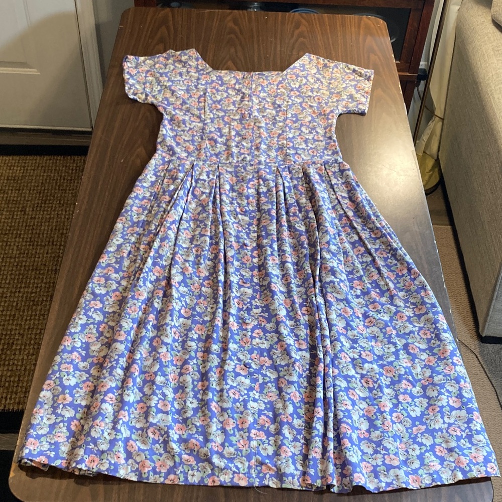 Vintage Putamayo cottage coastal button-down, drop-waist dress with pockets